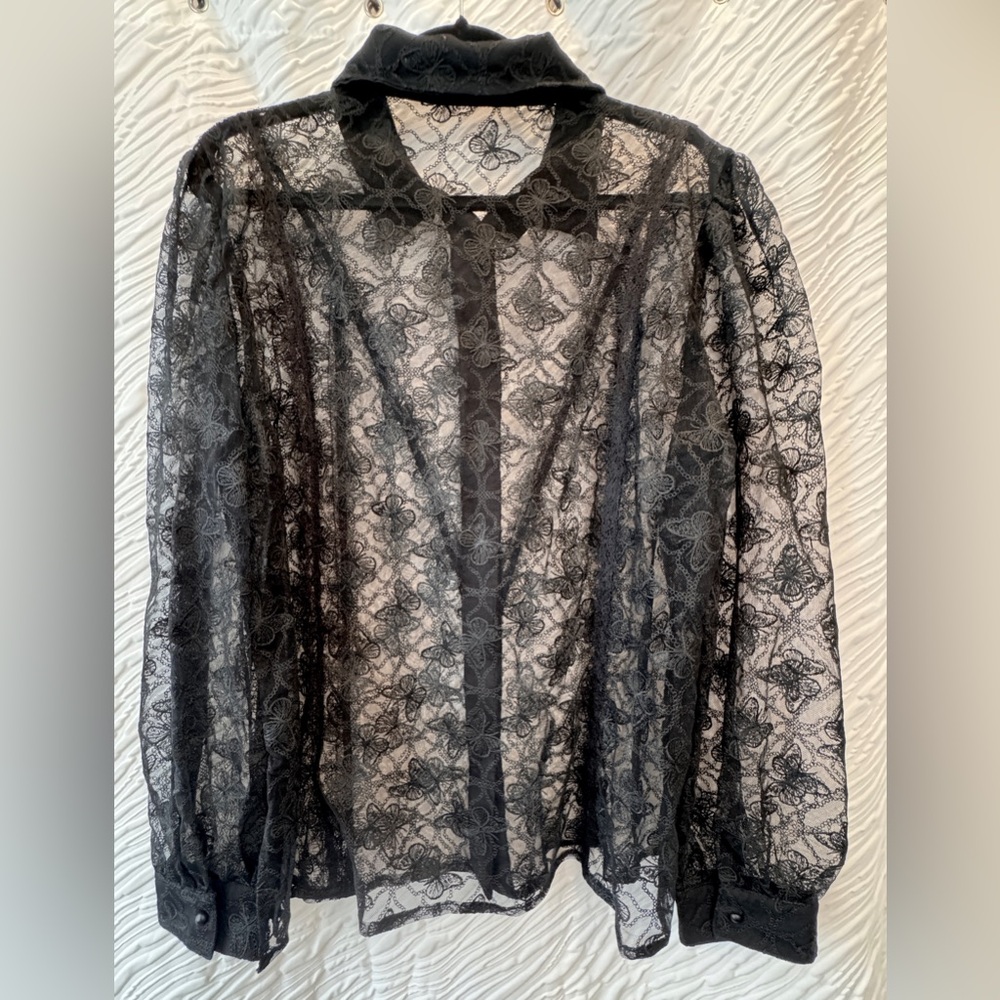 Disturbia Black Lace Butterfly Blouse - Picture 5 of 6
